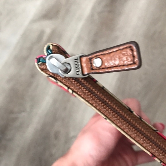 Fossil Key Per Pink Orange Zippered Pouch Bag - Picture 4 of 7